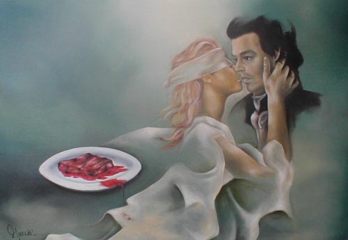 Blutiger Teller l auf Leinwand  70x100