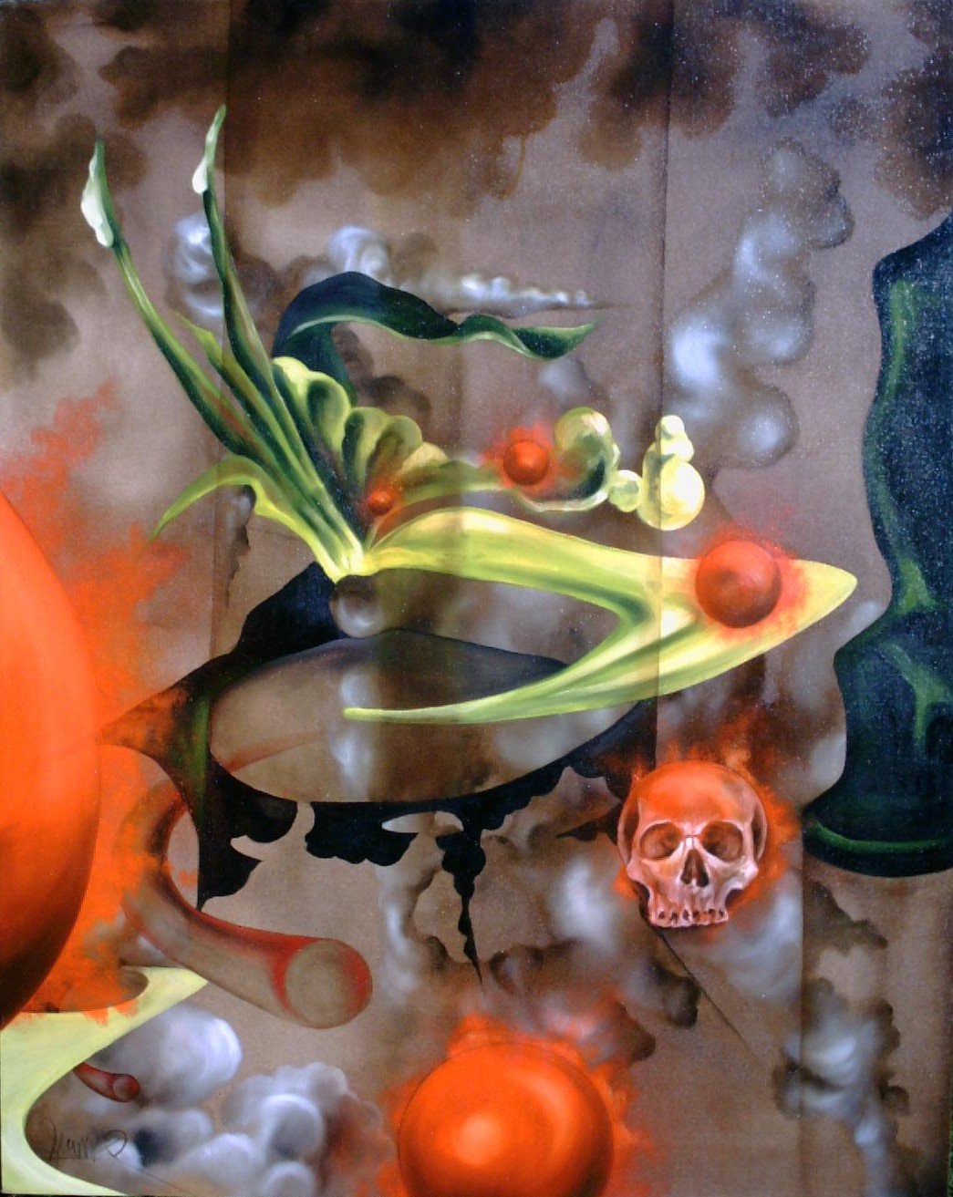 Burning Skeletor l auf Leinwand  80x101