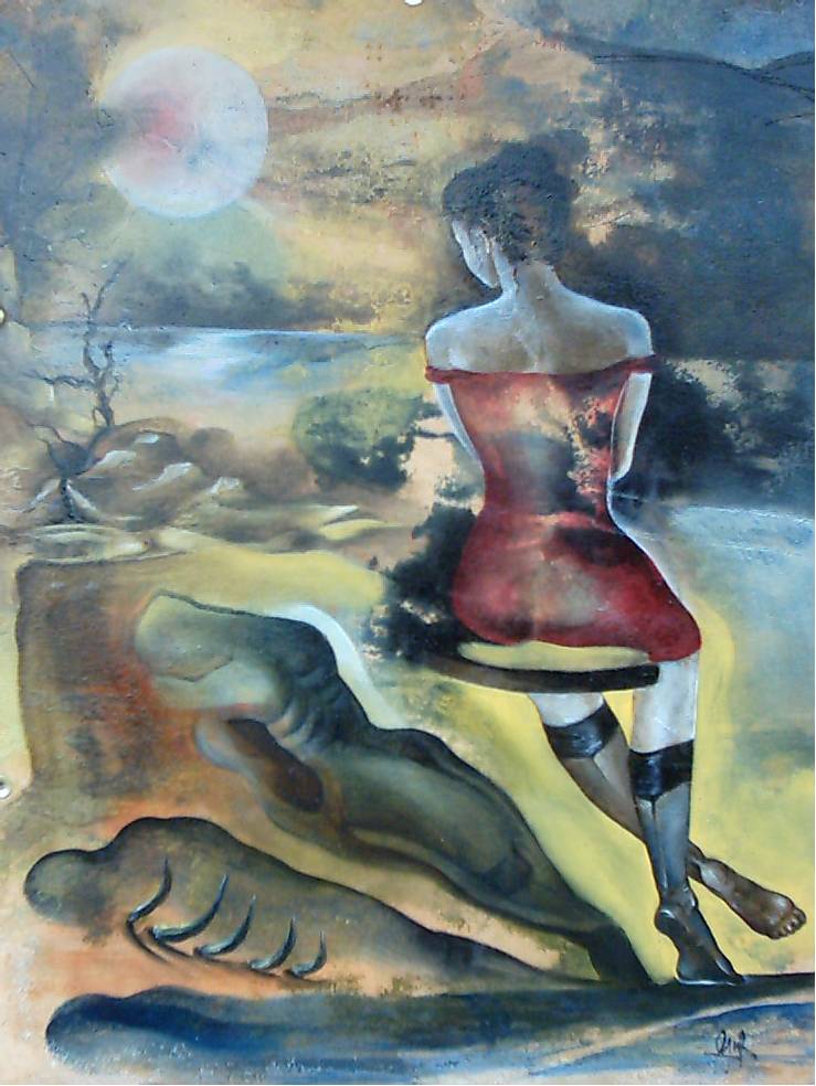 Frau in  Rot 40x50