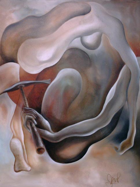 Schlacke1 l auf Sperrholz 50 x 56