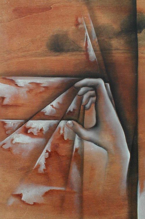 Spuren in der Rinde          l auf Holz 40 x 50