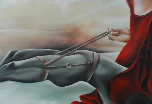 Tod eines Torreros ungezgelt   l auf Lenwand 70 x 40