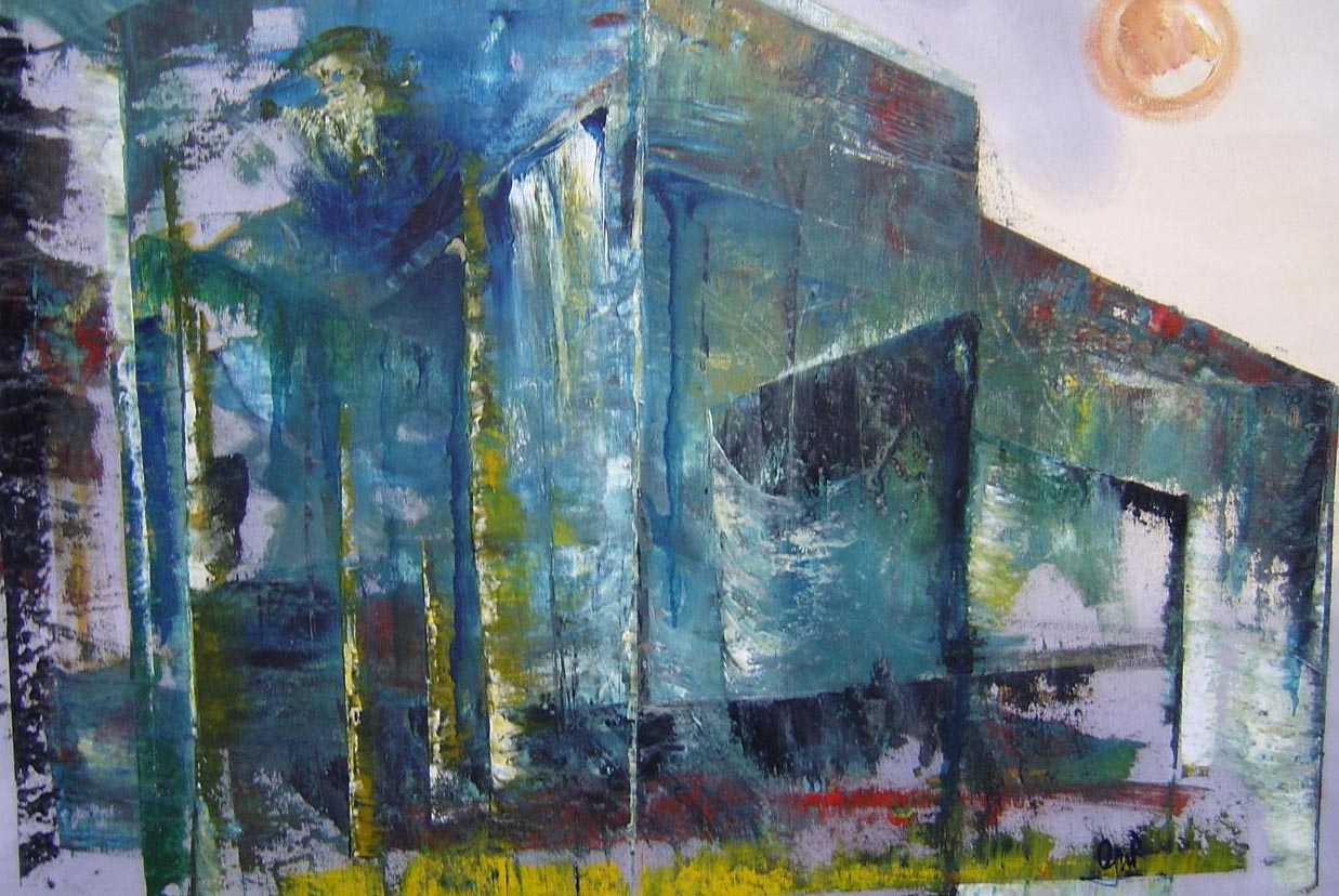 silhouette urbaine.80x110.Oel auf Leinwand